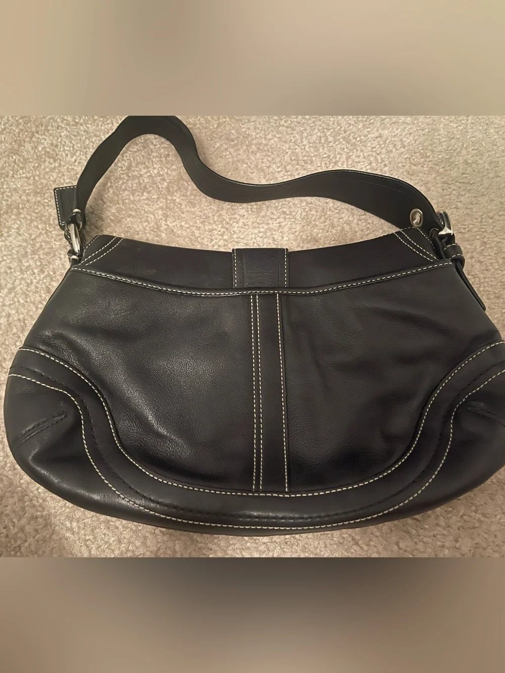 Vintage Coach Soho Black Leather Buckle Shoulder Bag F109910 Y2K